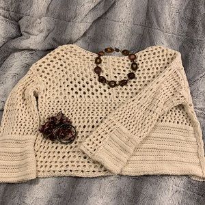 Cropped crocheted sweater